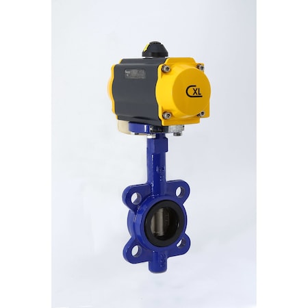 CHICAGO VALVES AND CONTROLS Actuated 2", Butterfly Valve, Lug, Ductile Iron Body, SR P55L2612020SR80